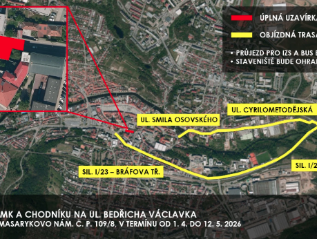 Již od zítřka se uzavře část ulice Bedřicha Václavka